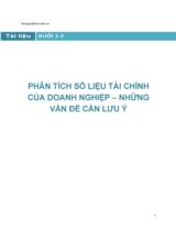 PHÂN TÍCH SỐ LIỆU TÀI CHÍNH CỦA DOANH NGHIỆP – NHỮNG VẤN ĐỀ CẦN LƯU Ý 