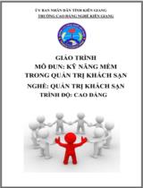 Giáo trinh Kỹ năng mềm trong quản trị khách sạn  Nghề Quản trị khách sạn/ Trình độ Cao đẳng 