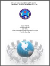 Giáo trình Tiếng Anh chuyên ngành Khách sạn(CĐ)  Nghề Quản trị khách sạn. Trình độ Cao đẳng 