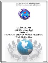 Giáo trình Tiếng Anh chuyên ngành nhà hàng (CĐ)  Nghề Quản trị khách sạn. Trình độ Cao đẳng 